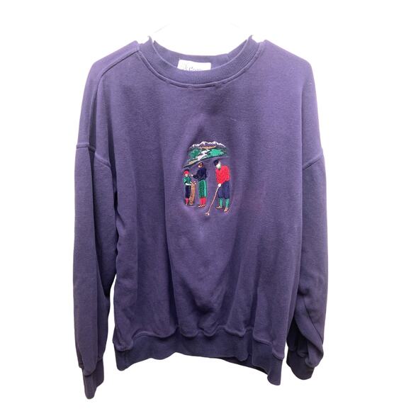 Canadian Country Embroidered Blue Crewneck Sweatshirt Size L - Picture 1 of 8